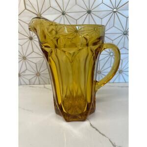 Vintage Anchor Hocking Fairfield Amber Honey Gold Heavy Glass Pitcher
